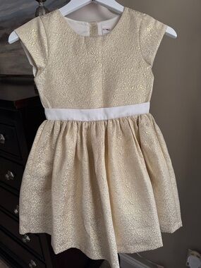 Gymboree Shimmering Gold Party Dress with White Waistband size 7